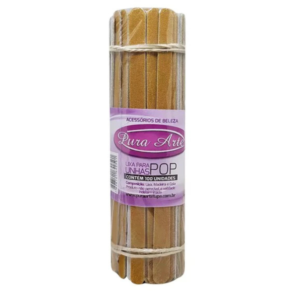 Lixa de unha Pop parda - Pura Arte Tradicional grande - PACOTE COM 100 UNID.