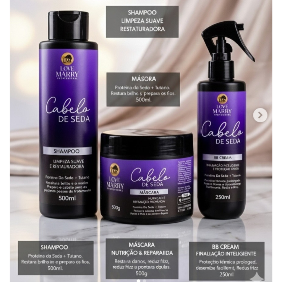 Kit cabelo de seda 3 Itens 500g