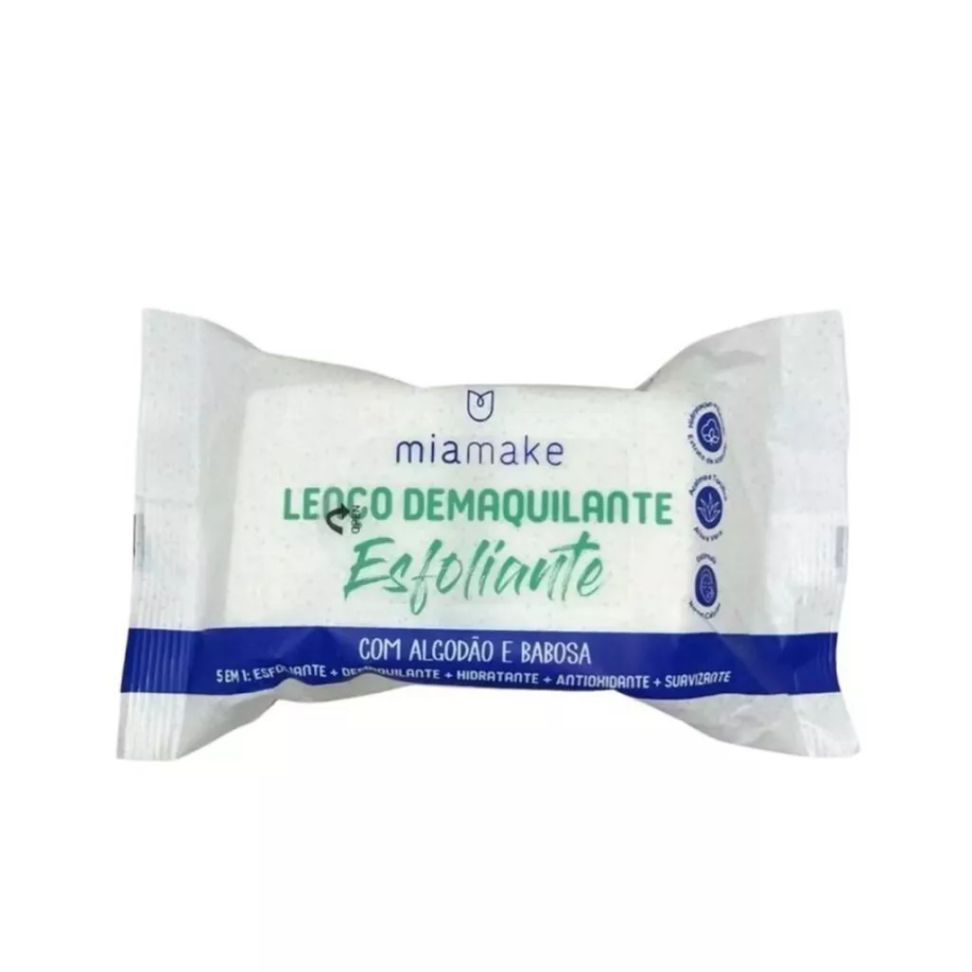 Lenço Demaquilante Esfoliante Algodão e Babosa - Mia Make