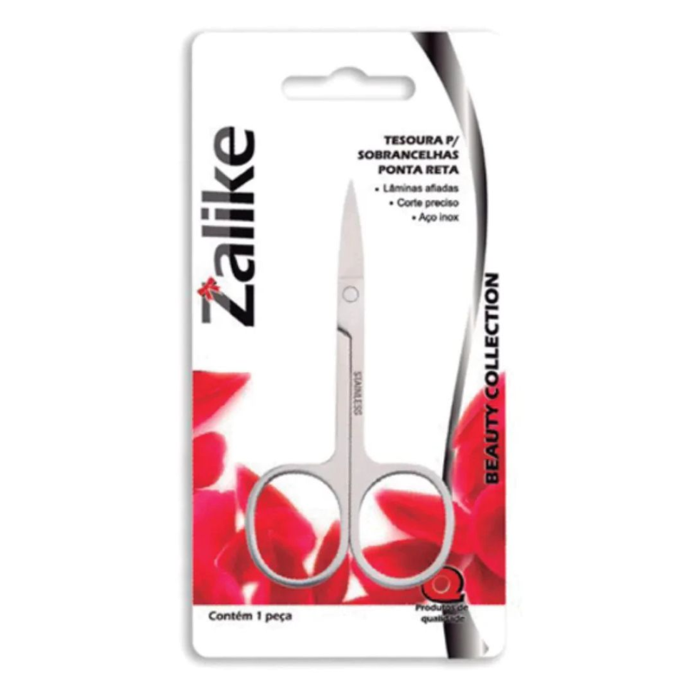Tesoura de Sobrancelha Zalike Inox Ponta Reta