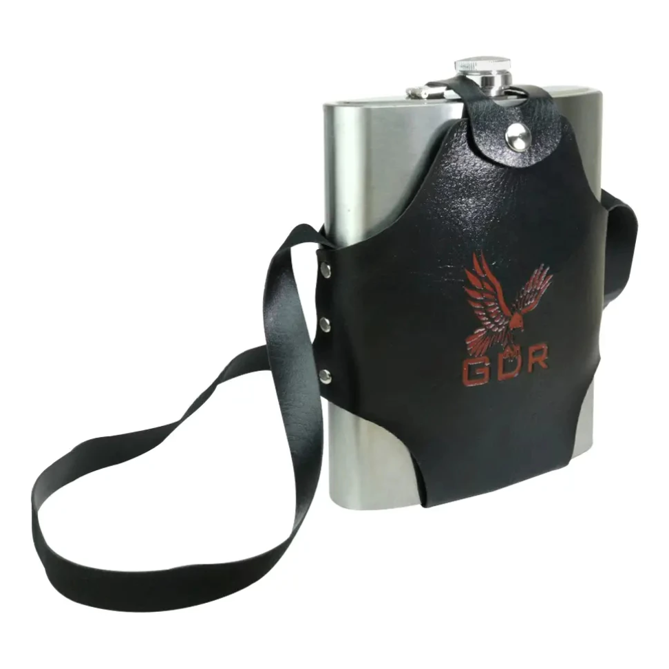 Cantil Inox C / alça Couro Sintetico 900ml Golden Rio - #4