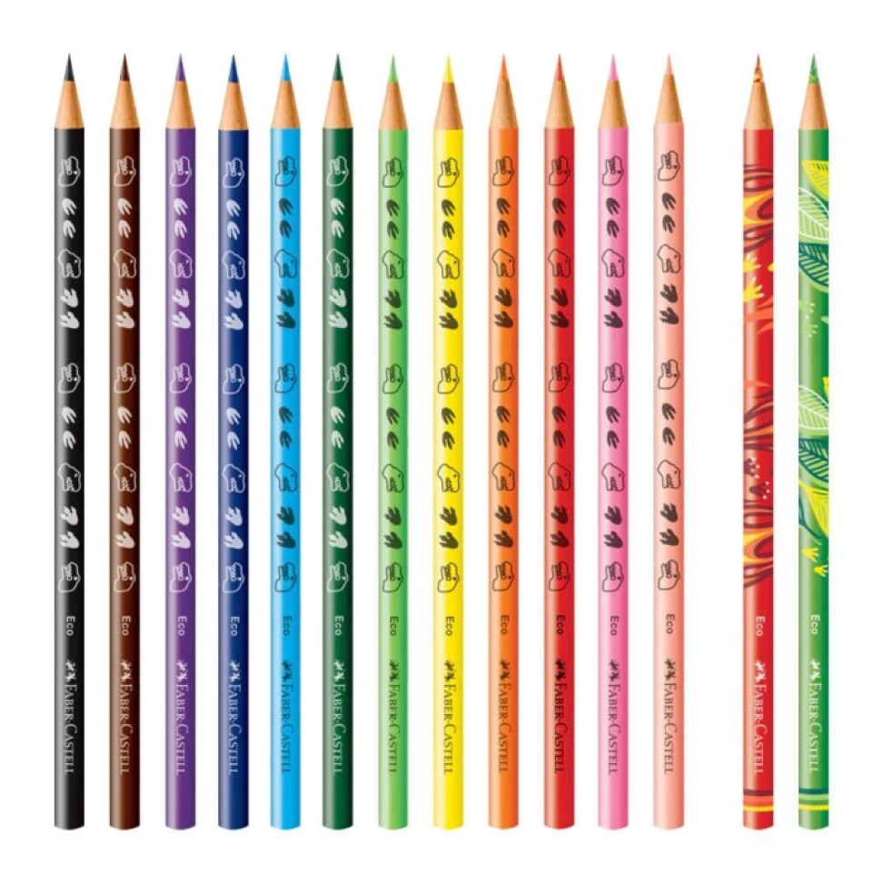 Lápis de cor Faber-Castell com 14 unidades Dinossauro e adesivos
