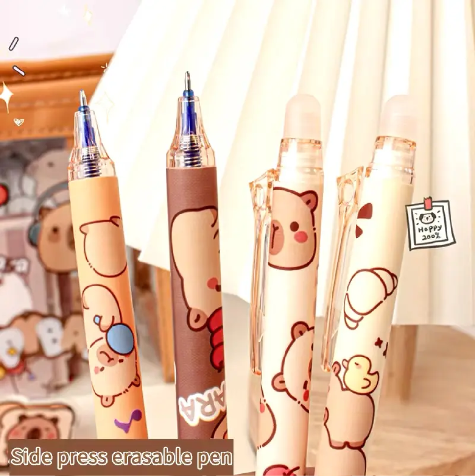 Kit 6 Canetas Apagáveis Capivara Filó Papelaria Fofa Kawaii - #4