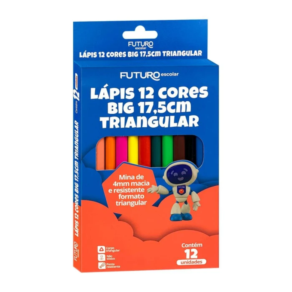 Lápis de cor jumbo com 12 unidades triangular Futuro - #3