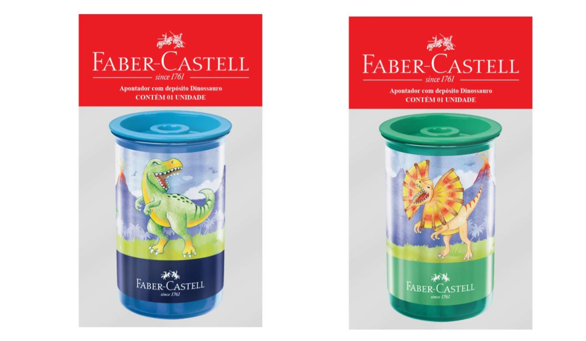 Apontador com depósito dinossauro blister Faber-Castell