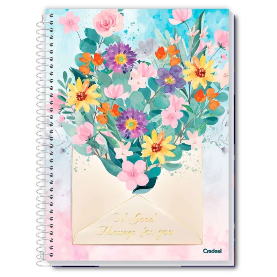 Caderno Capa Dura 01x01 80 folhas e 10x01 160 folhas Feminino Pétalas Credeal