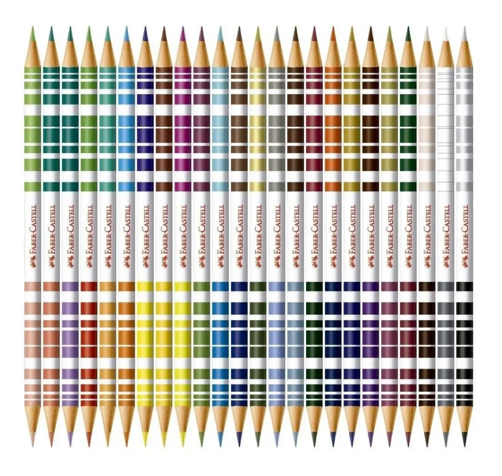 Lápis de Cor Bicolor Faber-Castell 24/48 Cores – Mais Cores, Mais Criatividade em Menos Espaço!