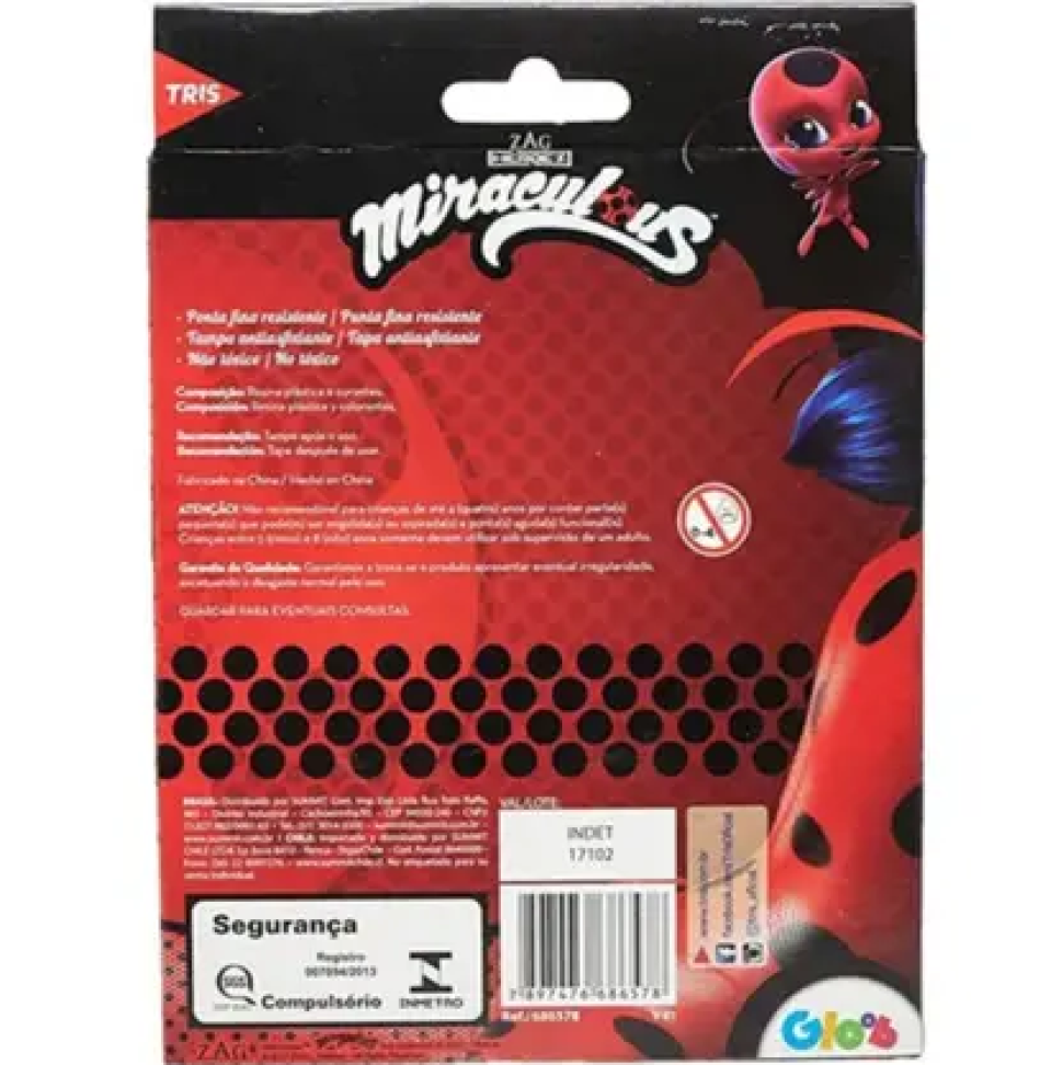 Canetinha hidrocor Miraculous com 12 unidades Tris - #3