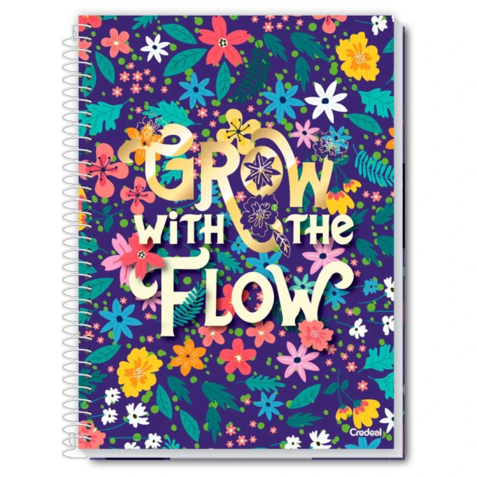 Caderno Capa Dura 01x01 80 folhas e 10x01 160 folhas Feminino Pétalas Credeal - #3