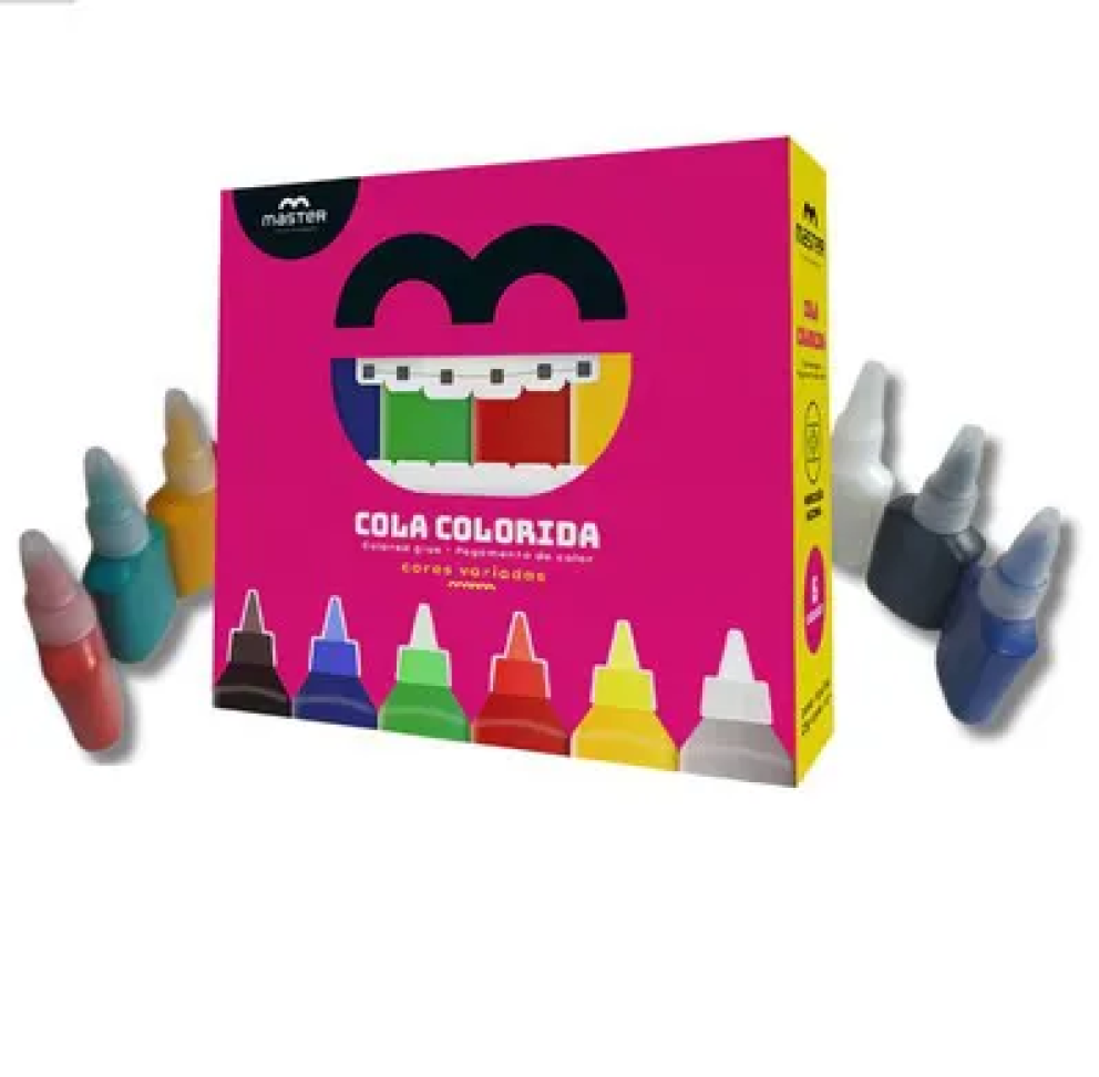 Cola escolar colorida com 06 unidades 25 gramas sortidas Master