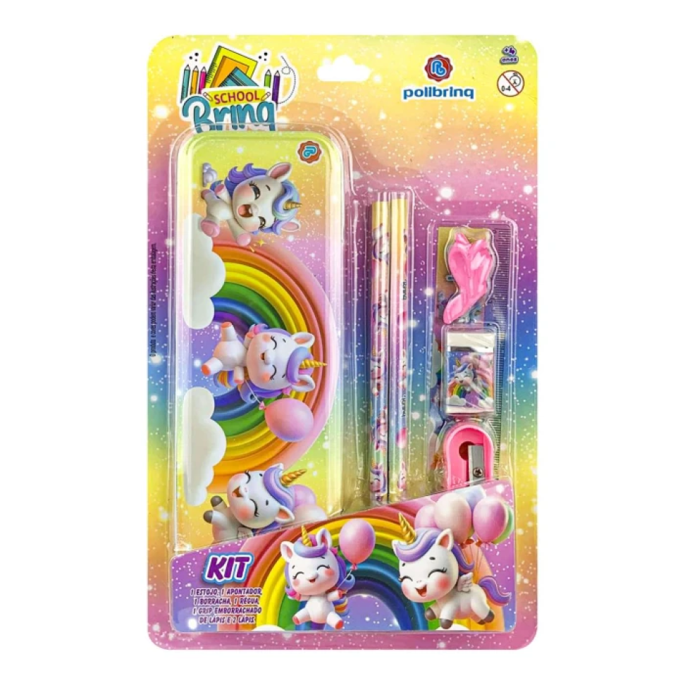 Kit escolar estojo de metal com 07 peças sortidos Polibrinq - #5