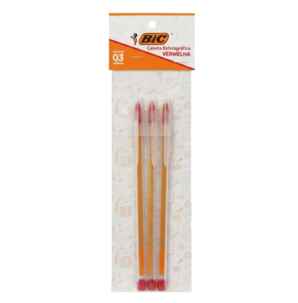Caneta Esferográfica Cristal 1,0mm BIC – Blister com 3 Unidades - Azul, Preta ou Vermelha - #3
