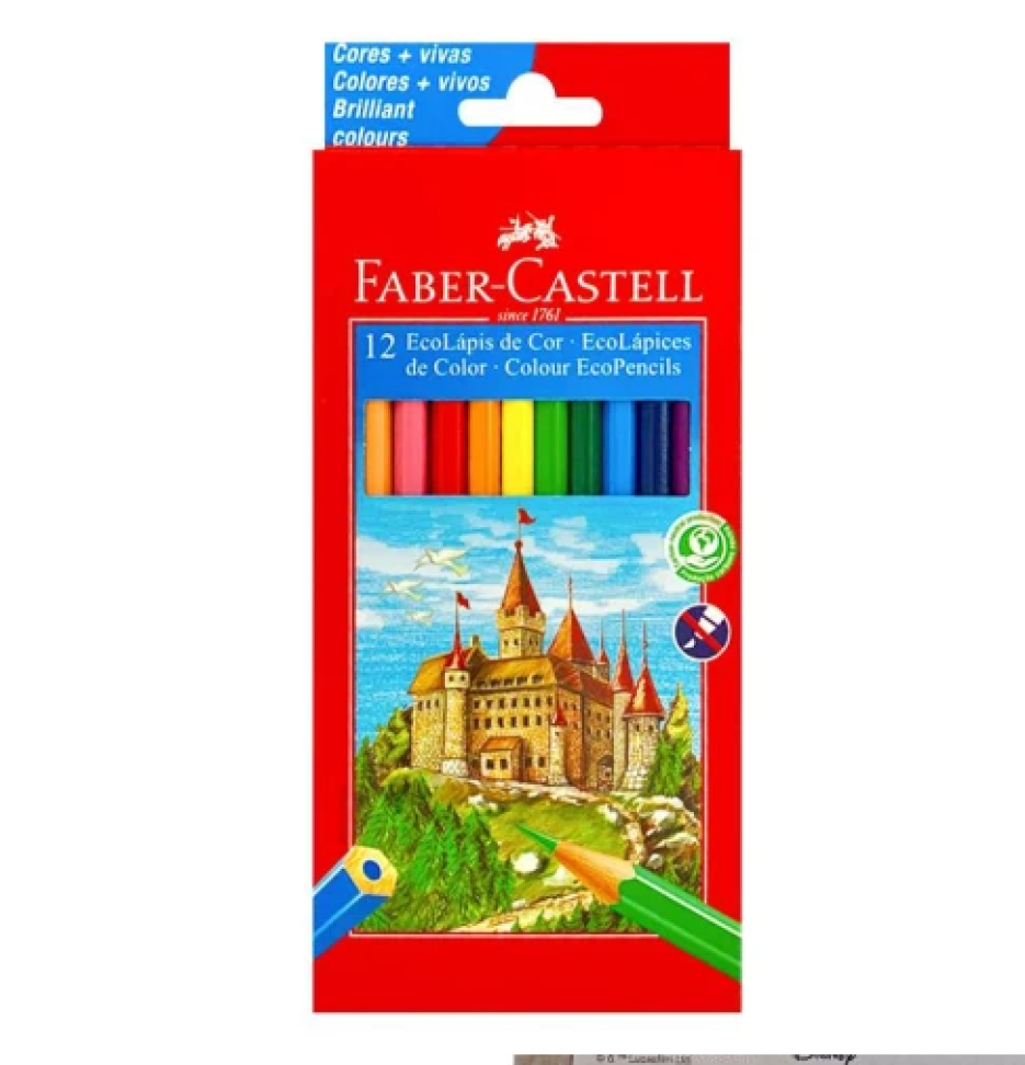 Lápis de Cor EcoLápis Faber-Castell 12 Cores – Qualidade e Sustentabilidade para Colorir!