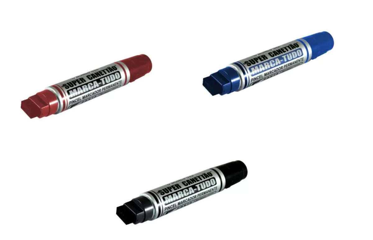 Pincel Atômico Canetão Radex – Ponta 20mm Super (Preto, Vermelho e Azul)