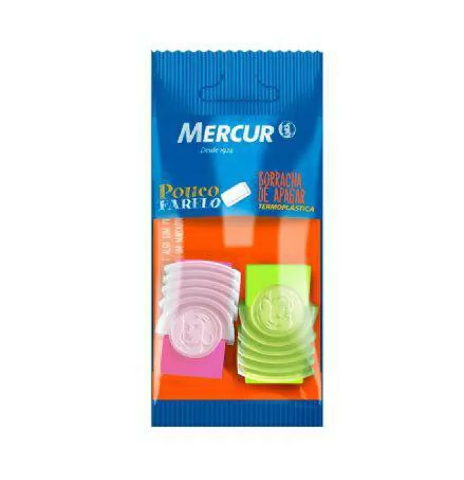 Borracha com capa plástica colorida neon com 02 unidades blister Mercur