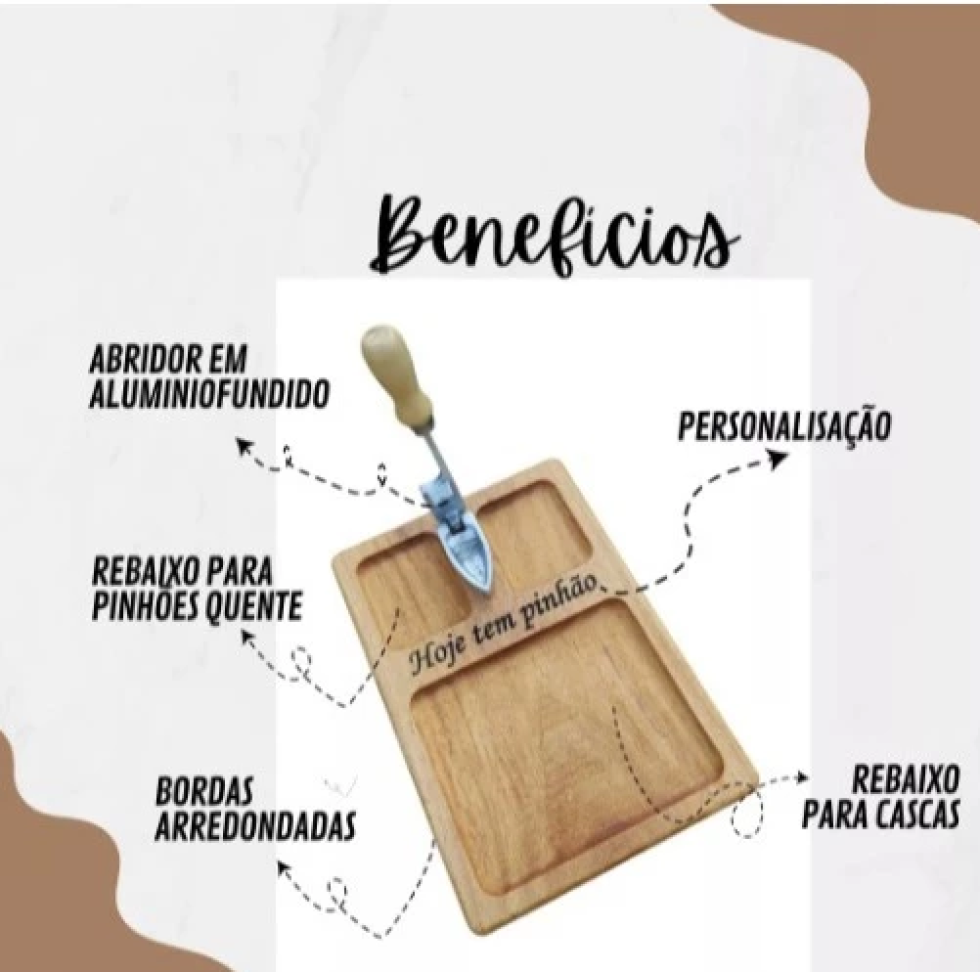 Descascador de Pinhão com Tábua Prático Durável e Ideal para Uso Doméstico - #3