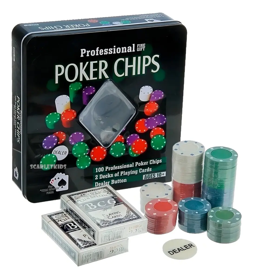 Jogo poker chip 100 fichas 2 baralhos