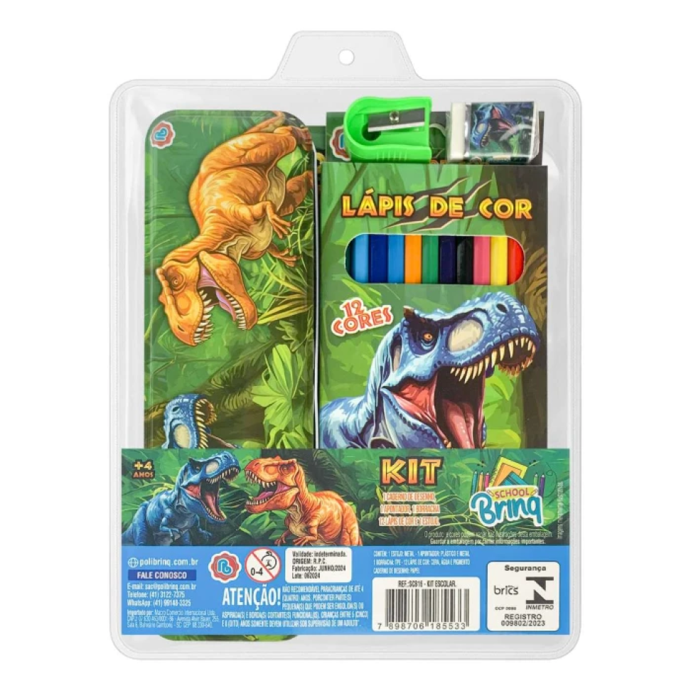 Kit escolar estojo de metal com 05 peças sortidos Polibrinq - #3