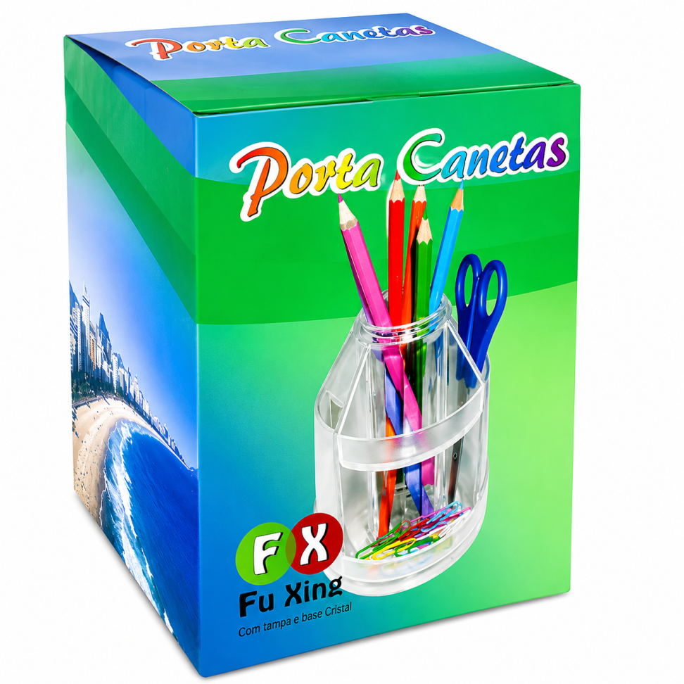 Porta Canetas, Clips e Objetos Acrílico 3x1 Sortido Fu Xing - #3