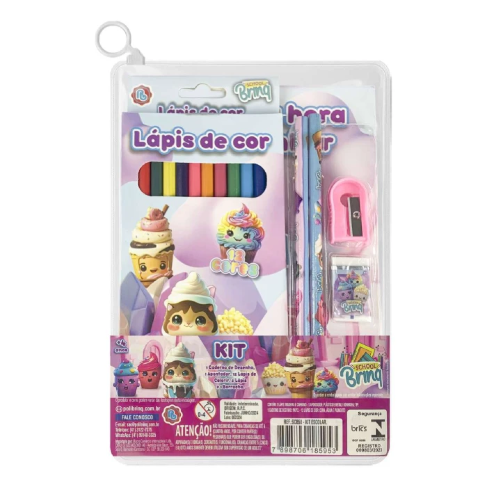 Kit escolar lápis de cor com 06 peças Polibrinq - #5