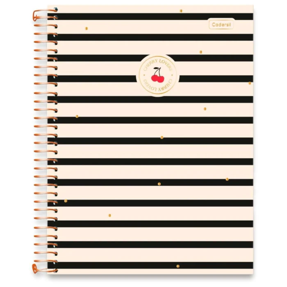 Caderno capa dura 10x1 160 folhas feminino cherry lovers - #4