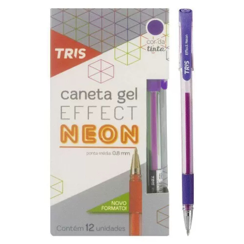Caneta Gel Effect Neon 1.0mm TRIS – Verde, Roxa, Laranja e Rosa - #4