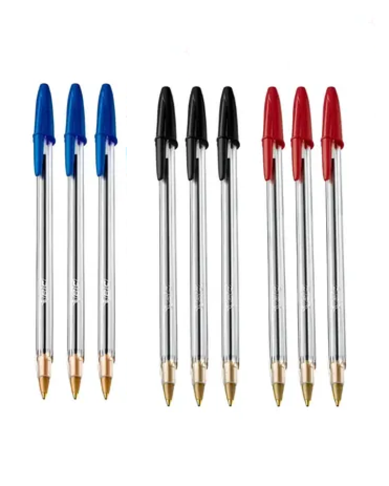 Caneta Esferográfica Cristal 1,0mm BIC – Blister com 3 Unidades - Azul, Preta ou Vermelha