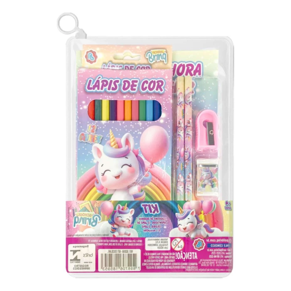 Kit escolar lápis de cor com 06 peças Polibrinq - #4
