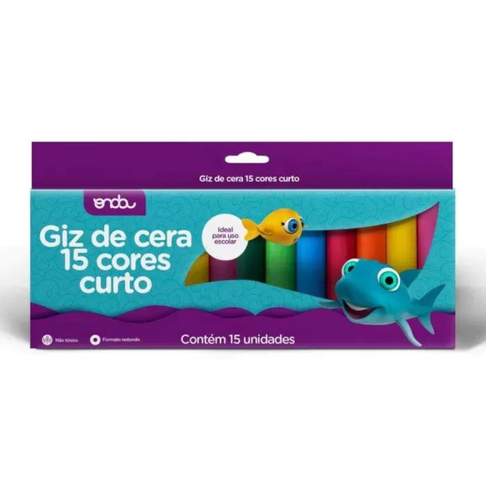 Giz de cera curto com 15 cores Onda Pro