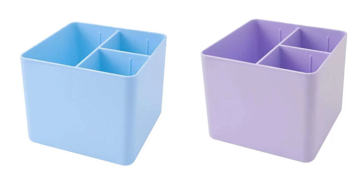 Porta Canetas e Objetos com 03 Divisórias Dello – Azul e Lilás
