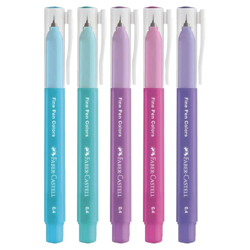 Caneta Fine Pen Faber-Castell com Cheirinho de Frutas 0,4 mm – Estojo com 5 Unidades