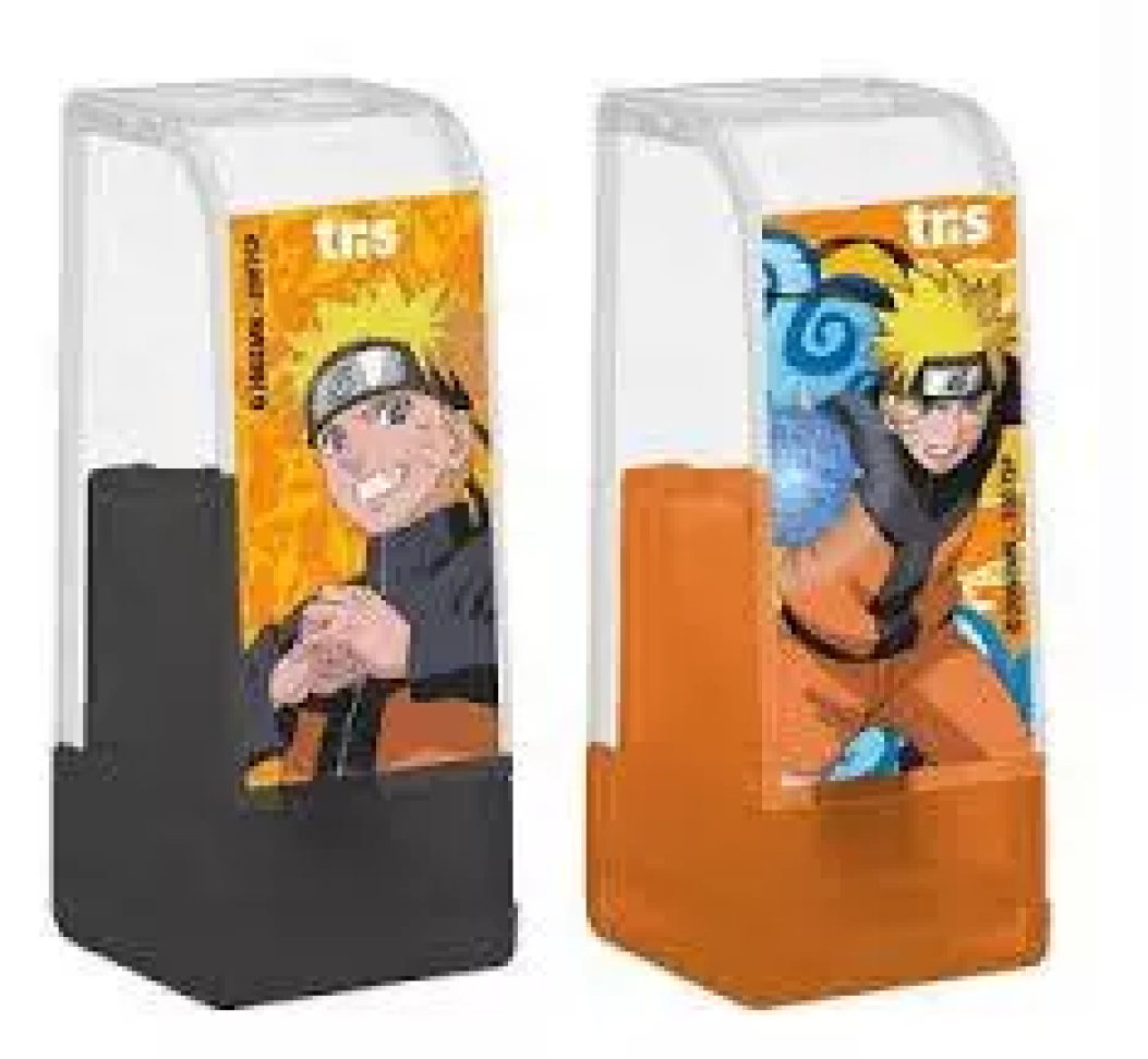 Apontador com depósito + borracha Naruto blister Tris - #3