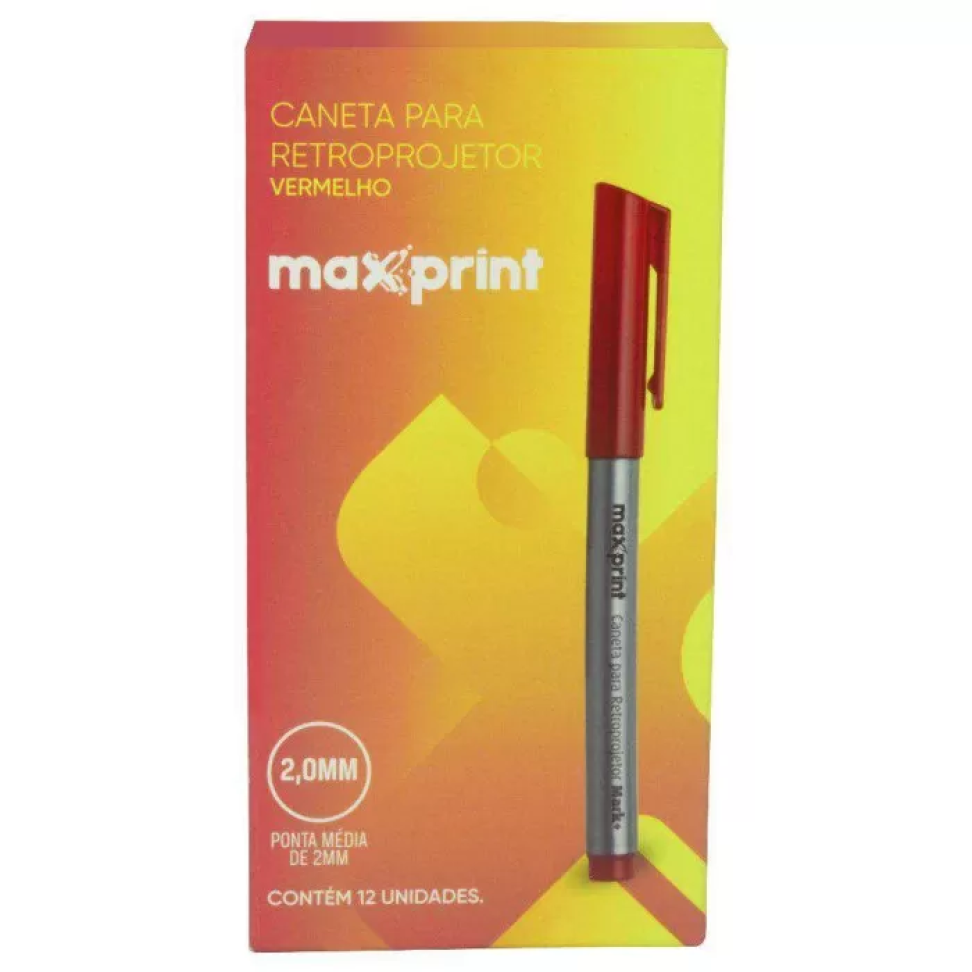 Caneta para Retroprojetor Maxprint – Ponta Média 2.0 mm Azul, Vermelha e Preta - #7
