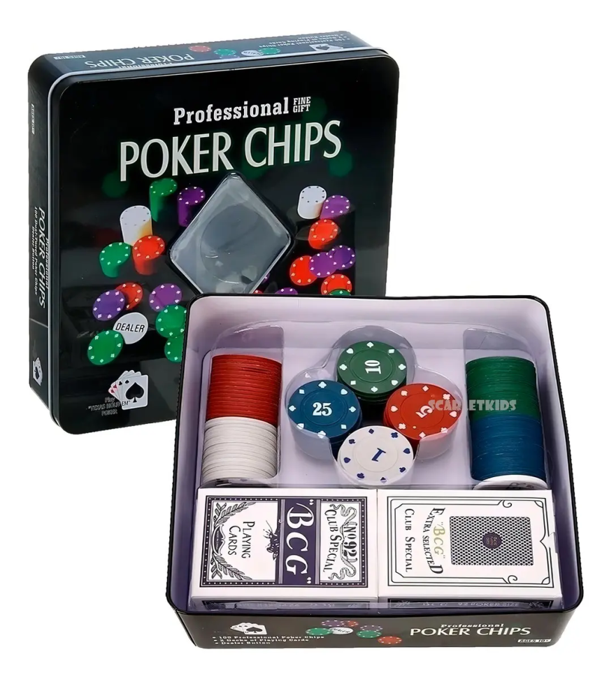 Jogo poker chip 100 fichas 2 baralhos - #3
