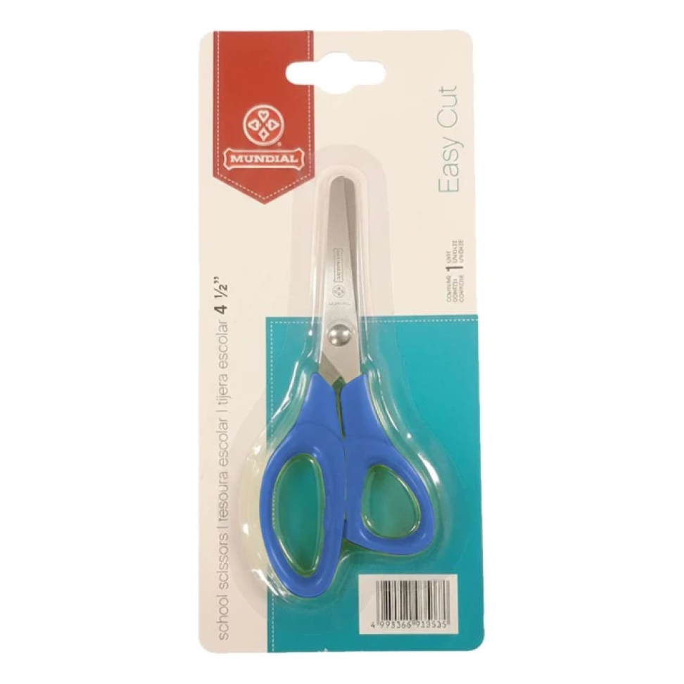 Tesoura Escolar Creative Colorida 11cm Mundial – Azul, Verde e Rosa