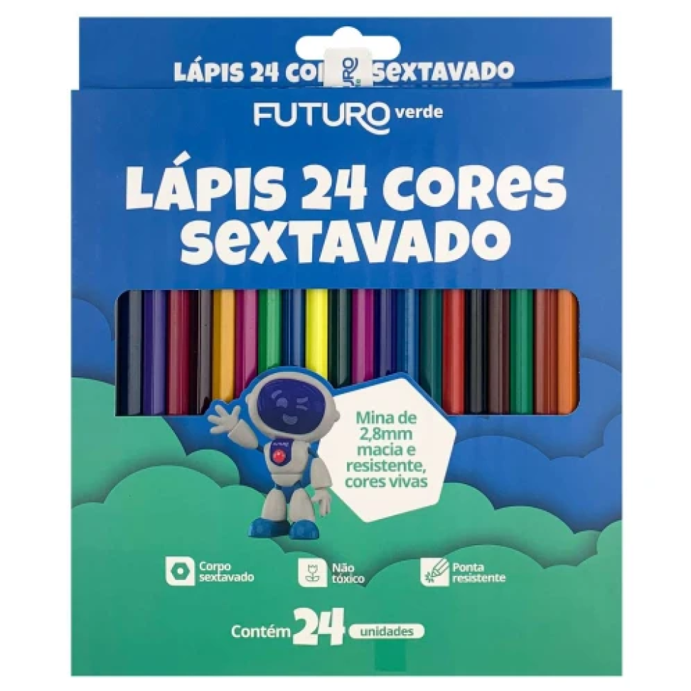 Lápis de cor sextavado com 12 unidades Futuro