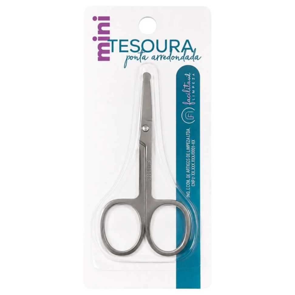 Tesoura para unha ponta arredondada 09cm de metal