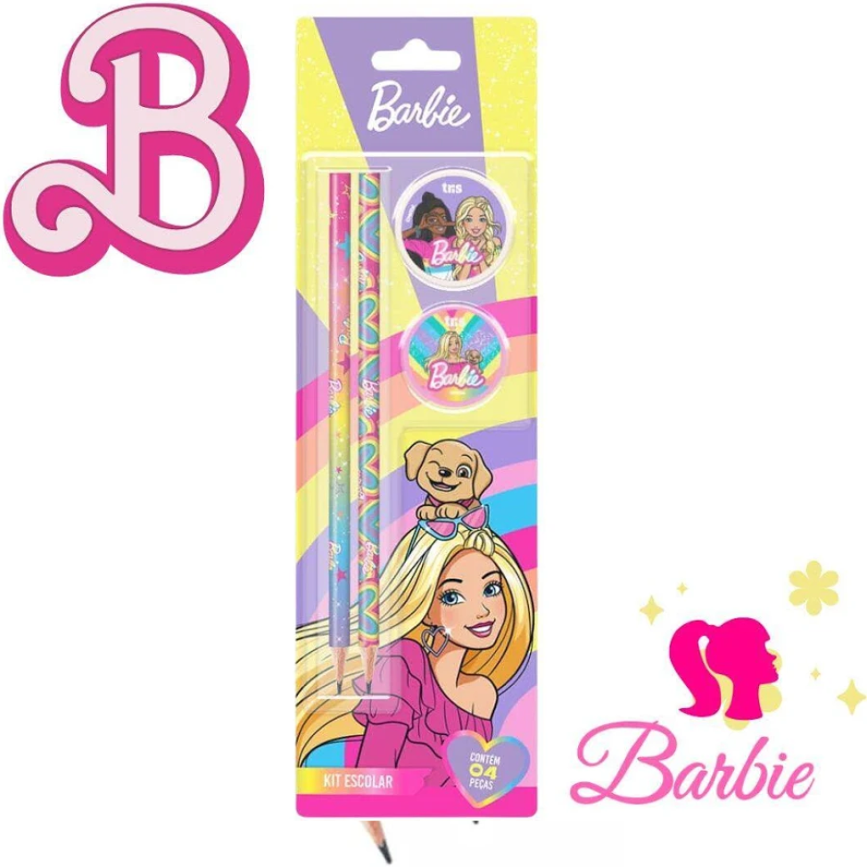 Kit Escolar Barbie com Lápis, Apontador e Borracha - #5