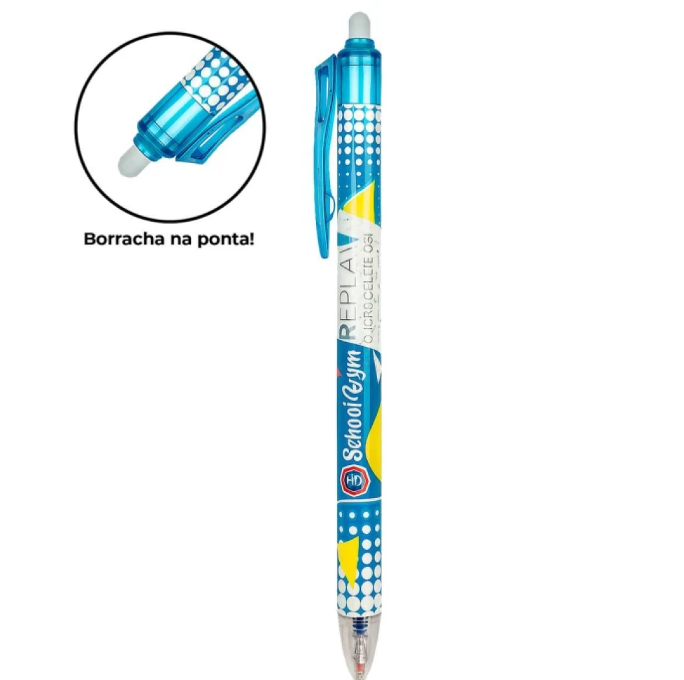 Caneta esferográfica 0,7 apagável azul replay Polibrinq