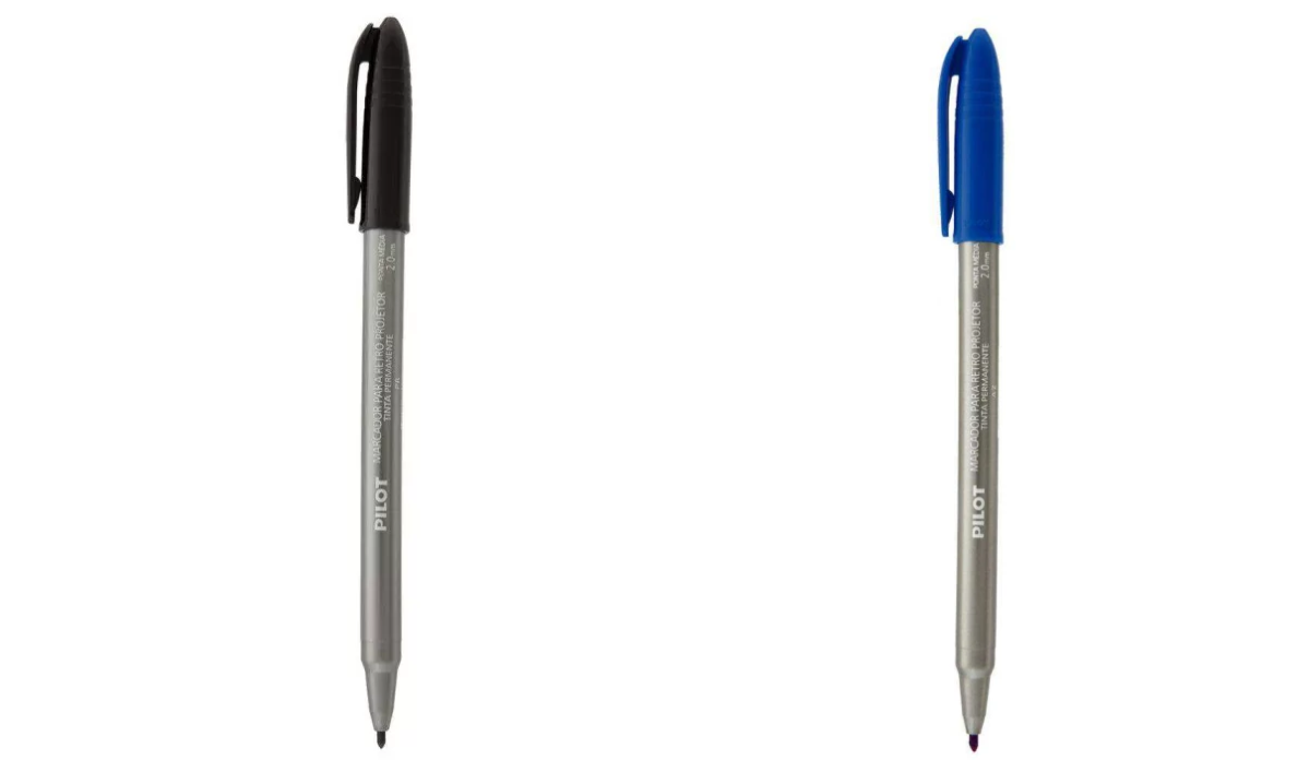 Caneta para Retroprojetor Pilot – Ponta Média 2.0 mm Azul e Preta
