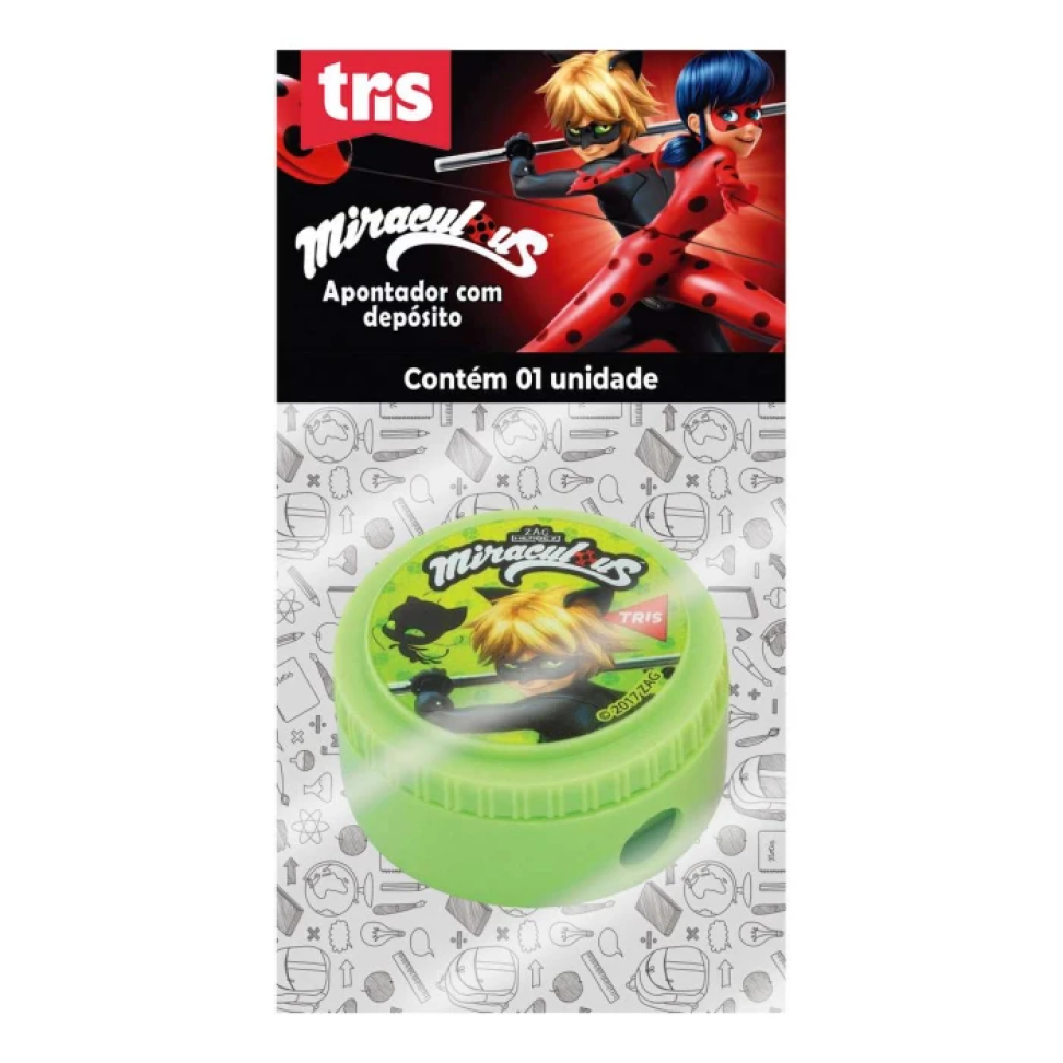 Apontador com depósito Miraculous blister Tris - #3
