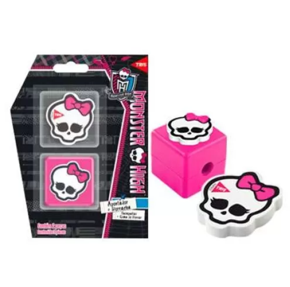 Apontador com depósito + borracha Monster High blister Tris