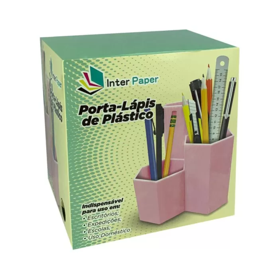 Porta Caneta e Objetos com 03 Divisórias Tons Pastéis Inter Paper – Verde, Azul e Rosa - #5
