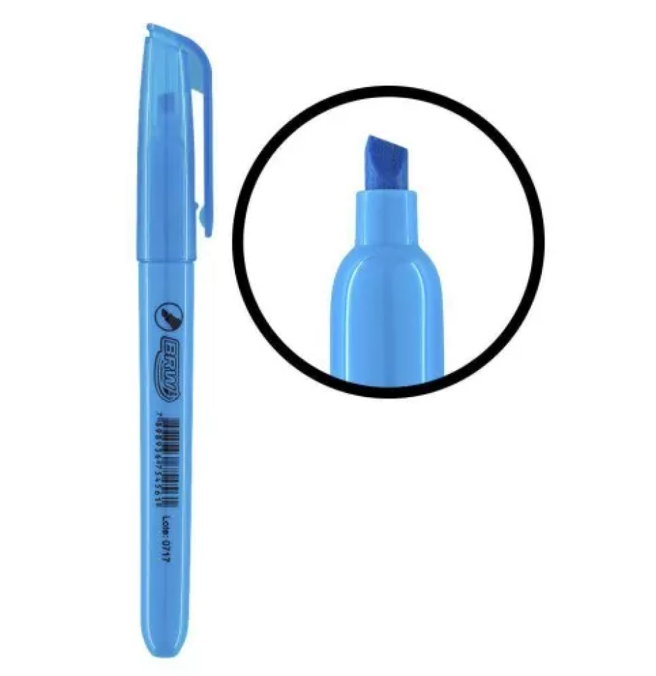 Caneta Marca Texto Azul Fluorescente BRW CA2005