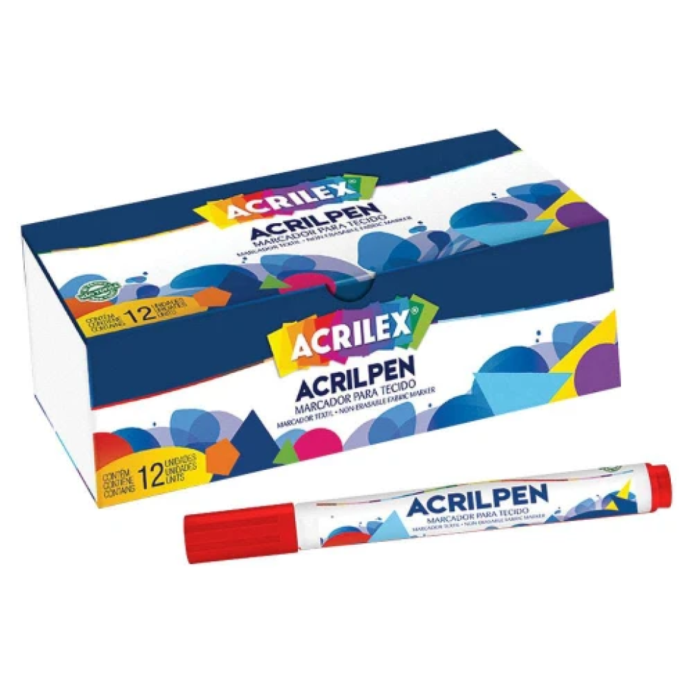 Caneta acrilpen Acrilex - Preto, Azul, Vermelho e Rosa - #4
