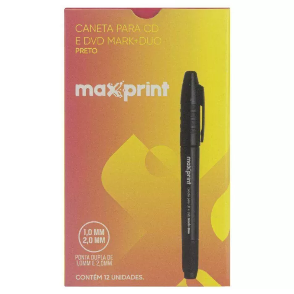 Caneta para CD e DVD Duo Maxprint – Ponta Dupla Azul, Vermelho e Preto - #7