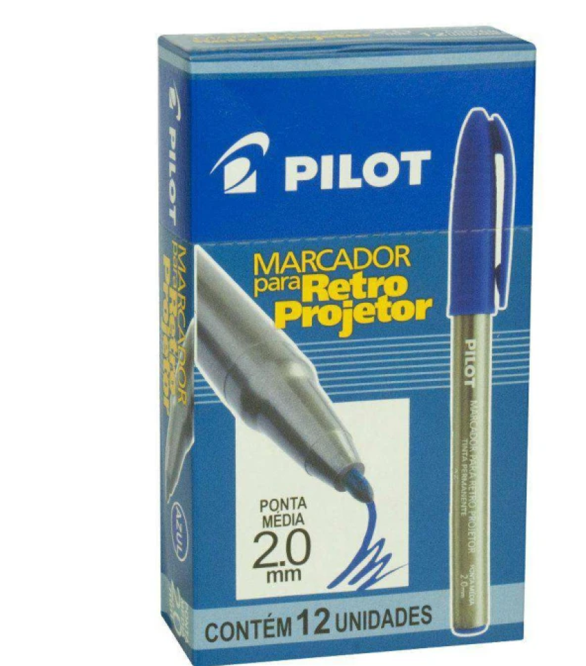 Caneta para Retroprojetor Pilot – Ponta Média 2.0 mm Azul e Preta - #6