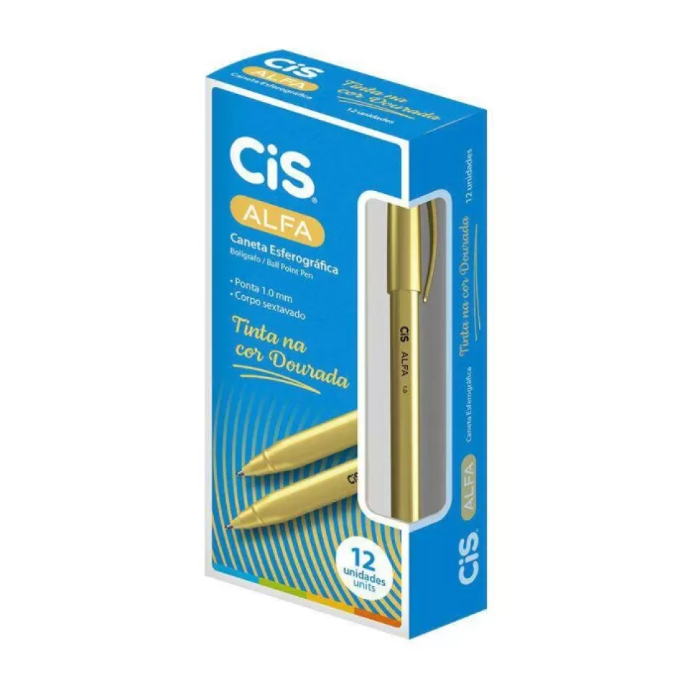 Caneta Esferográfica Alfa 1,0mm Dourada CIS - #3