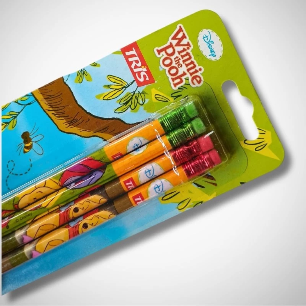 Lápis de Escrever com Borracha Pooh – Blister com 4 Unidades | Tris - #3