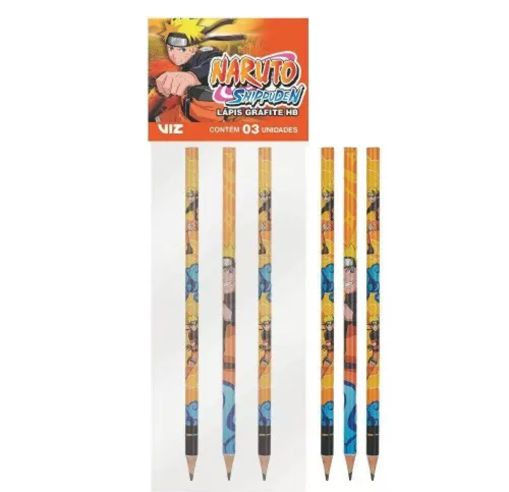 Lápis de Escrever Naruto Shippuden – Blister com 3 Unidades | Tris